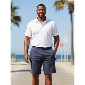 Tommy Bahama Navy Linen Blend Elastic Waist Shorts - Men's XXL